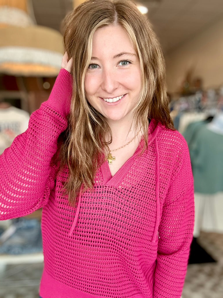 Bri Crochet Hoodie-mono b-R3vel Threads, Women's Fashion Boutique, Located in Hudsonville, Michigan
