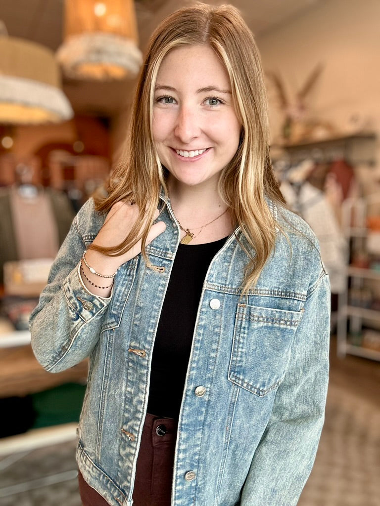 Cece Denim Jacket-Bluivy-R3vel Threads, Women's Fashion Boutique, Located in Hudsonville, Michigan