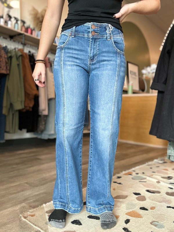 Ruth Mid Baggy Jean-Risen-R3vel Threads, Women's Fashion Boutique, Located in Hudsonville, Michigan