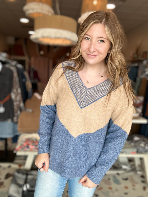 Lindsey Color Block Sweater-Bibi-R3vel Threads, Women's Fashion Boutique, Located in Hudsonville, Michigan