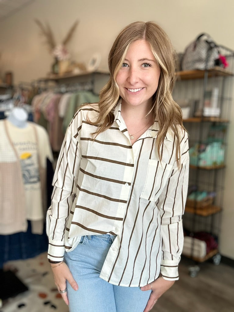 Brynn Button Down-Doe & Rae-R3vel Threads, Women's Fashion Boutique, Located in Hudsonville, Michigan
