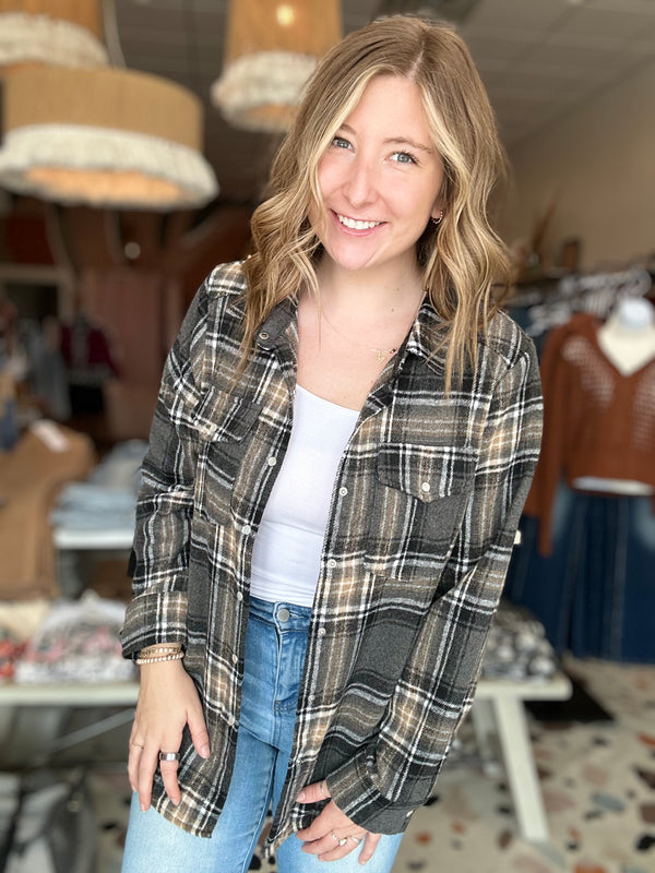 Kara Plaid Shacket-Bluivy-R3vel Threads, Women's Fashion Boutique, Located in Hudsonville, Michigan