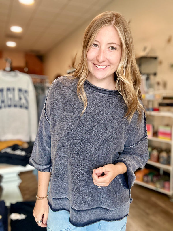 Annie Top-Blu Pepper-R3vel Threads, Women's Fashion Boutique, Located in Hudsonville, Michigan