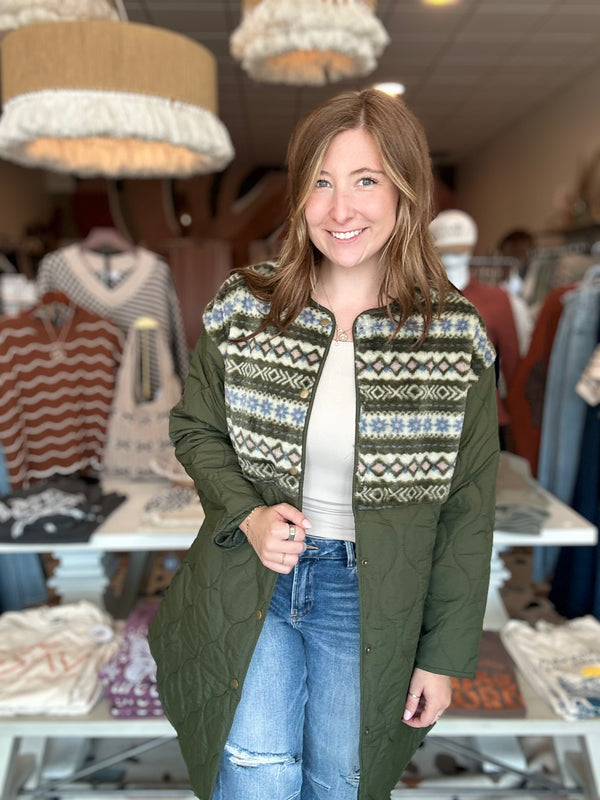 Trina Coat-Blu Pepper-R3vel Threads, Women's Fashion Boutique, Located in Hudsonville, Michigan