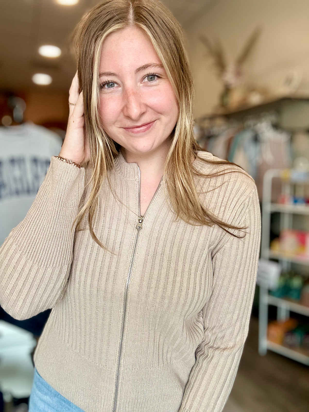 Katie Zip Up Sweater-Zenana-R3vel Threads, Women's Fashion Boutique, Located in Hudsonville, Michigan