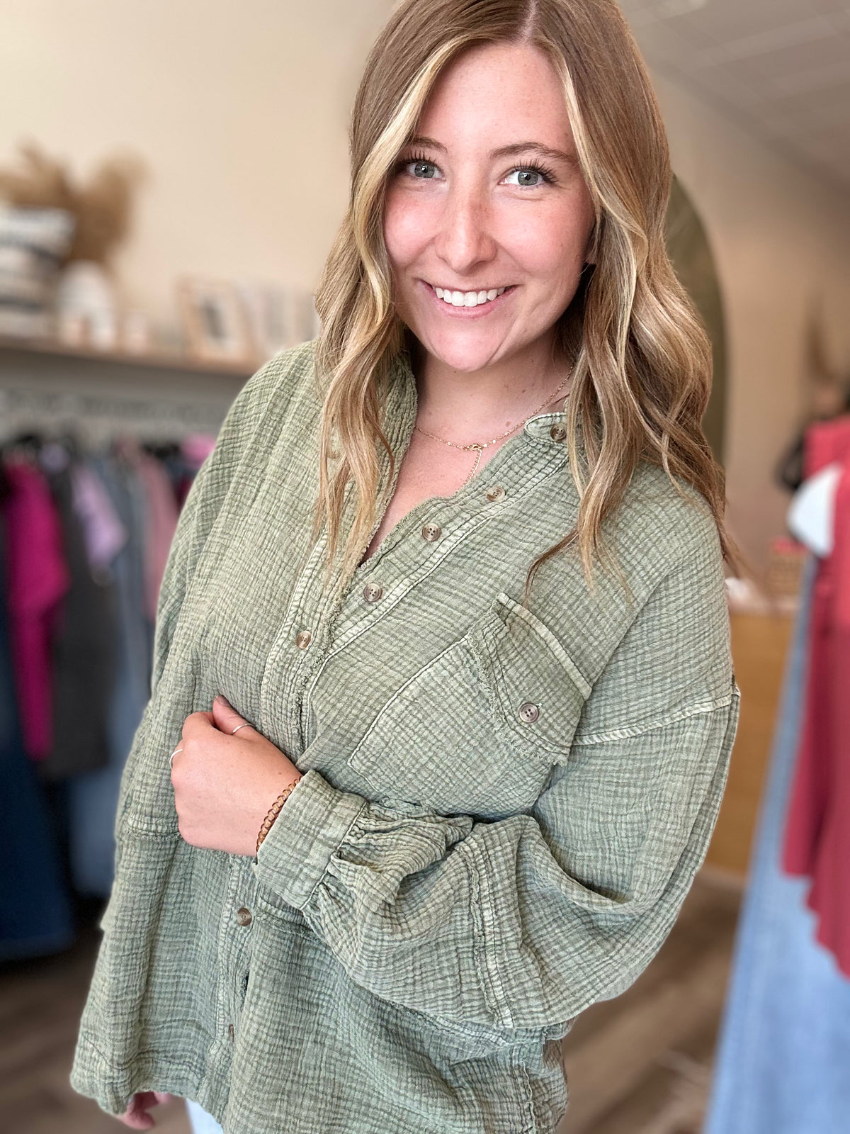 Spencer Button Up-Mittoshop-R3vel Threads, Women's Fashion Boutique, Located in Hudsonville, Michigan