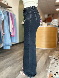 Autumn Front Patch Black Denim-Risen-R3vel Threads, Women's Fashion Boutique, Located in Hudsonville, Michigan