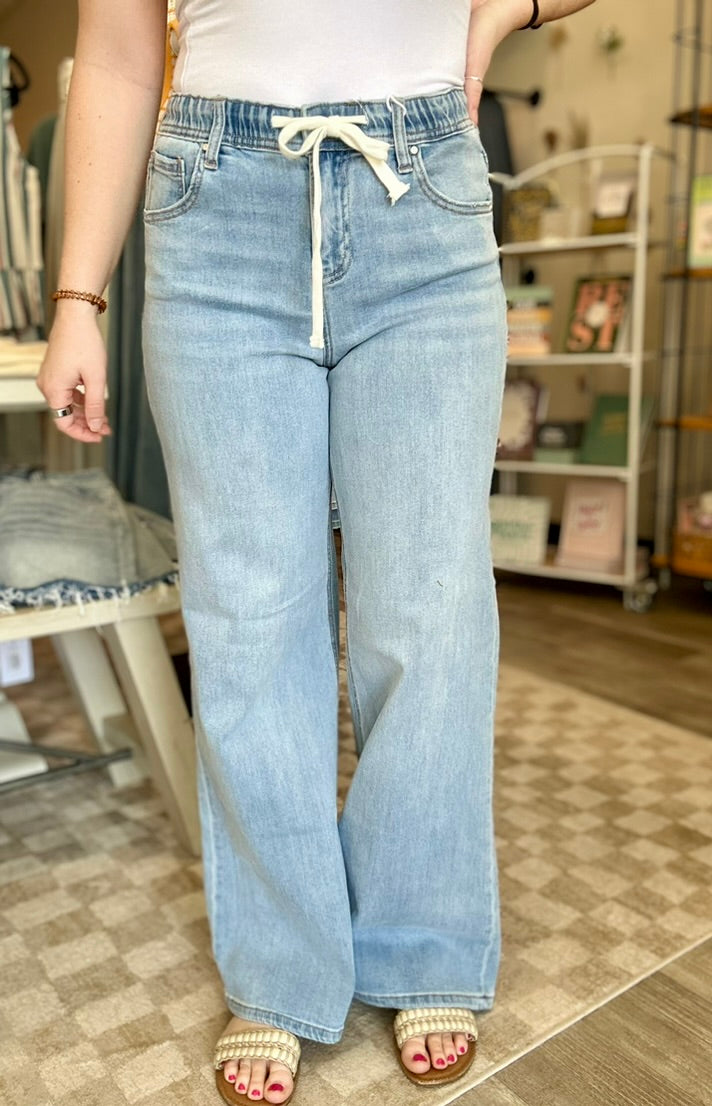 Oaklee Elastic Wide Leg-Risen-R3vel Threads, Women's Fashion Boutique, Located in Hudsonville, Michigan