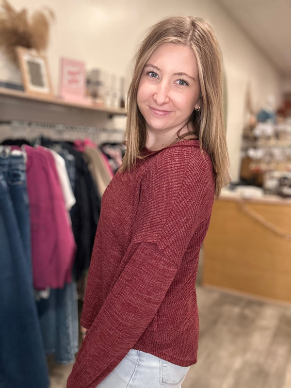 Heidi Long Sleeve-Blu Pepper-R3vel Threads, Women's Fashion Boutique, Located in Hudsonville, Michigan