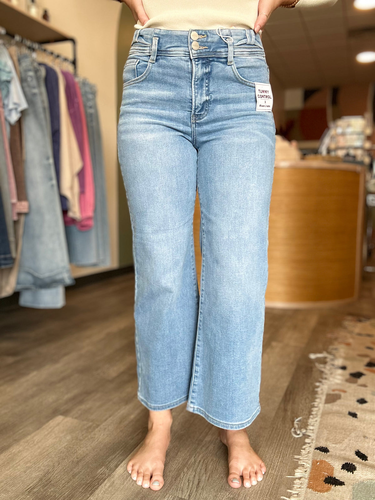 Lucy Cropped Bow Jeans-Risen-R3vel Threads, Women's Fashion Boutique, Located in Hudsonville, Michigan