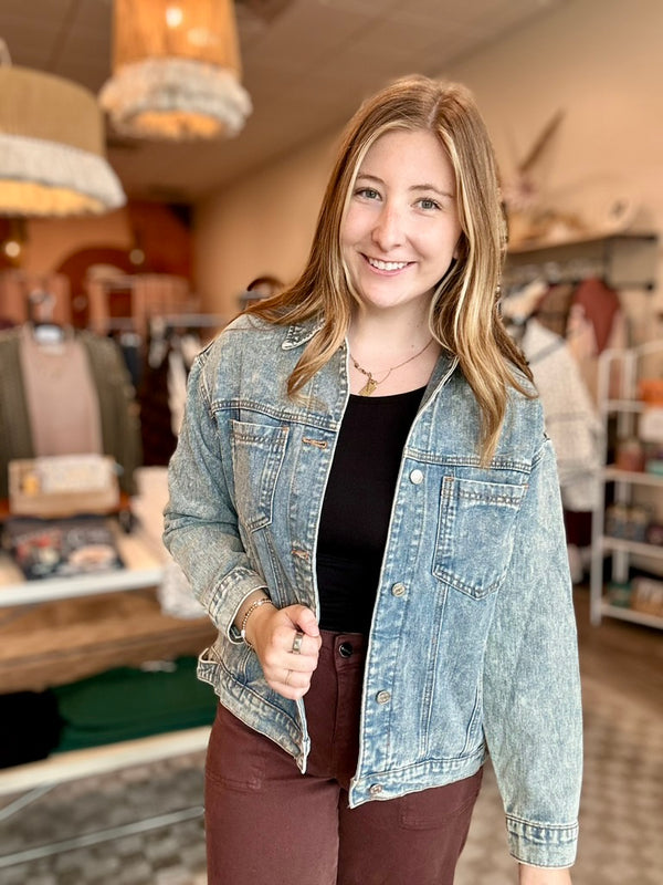 Cece Denim Jacket-Bluivy-R3vel Threads, Women's Fashion Boutique, Located in Hudsonville, Michigan