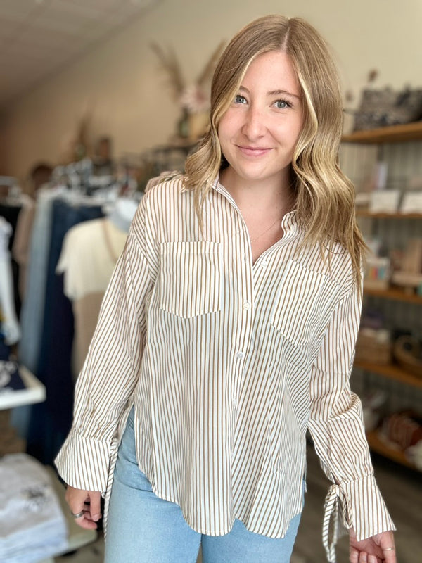Kasey Button Down-Doe & Rae-R3vel Threads, Women's Fashion Boutique, Located in Hudsonville, Michigan