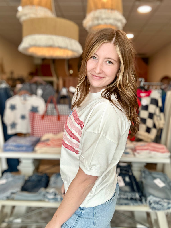 Red white & Cute Top-Oddi-R3vel Threads, Women's Fashion Boutique, Located in Hudsonville, Michigan