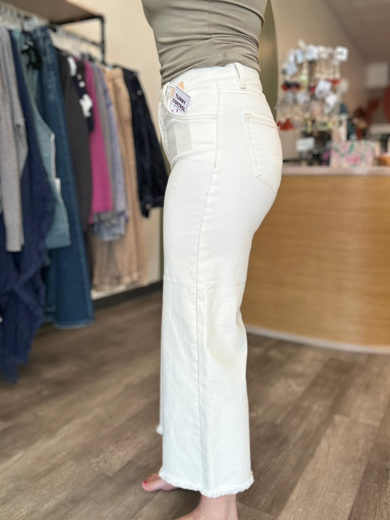 Charlie High Rise Crop White-Risen-R3vel Threads, Women's Fashion Boutique, Located in Hudsonville, Michigan