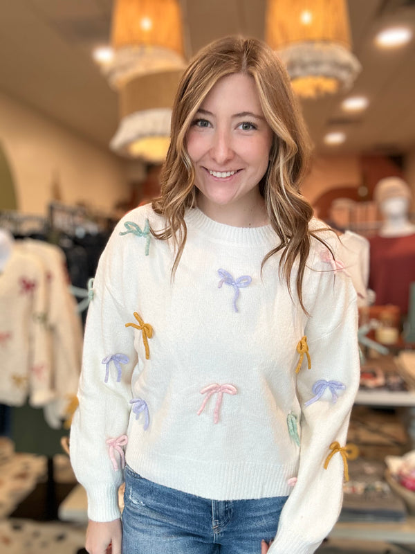 Claudia Bow Sweater-Adora-R3vel Threads, Women's Fashion Boutique, Located in Hudsonville, Michigan