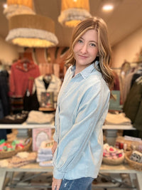 Mikayla Denim Top-Risen-R3vel Threads, Women's Fashion Boutique, Located in Hudsonville, Michigan