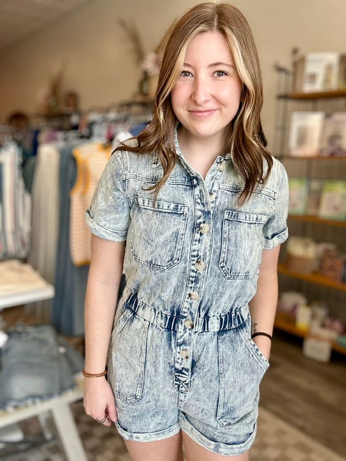 Faye Romper-Bluivy-R3vel Threads, Women's Fashion Boutique, Located in Hudsonville, Michigan