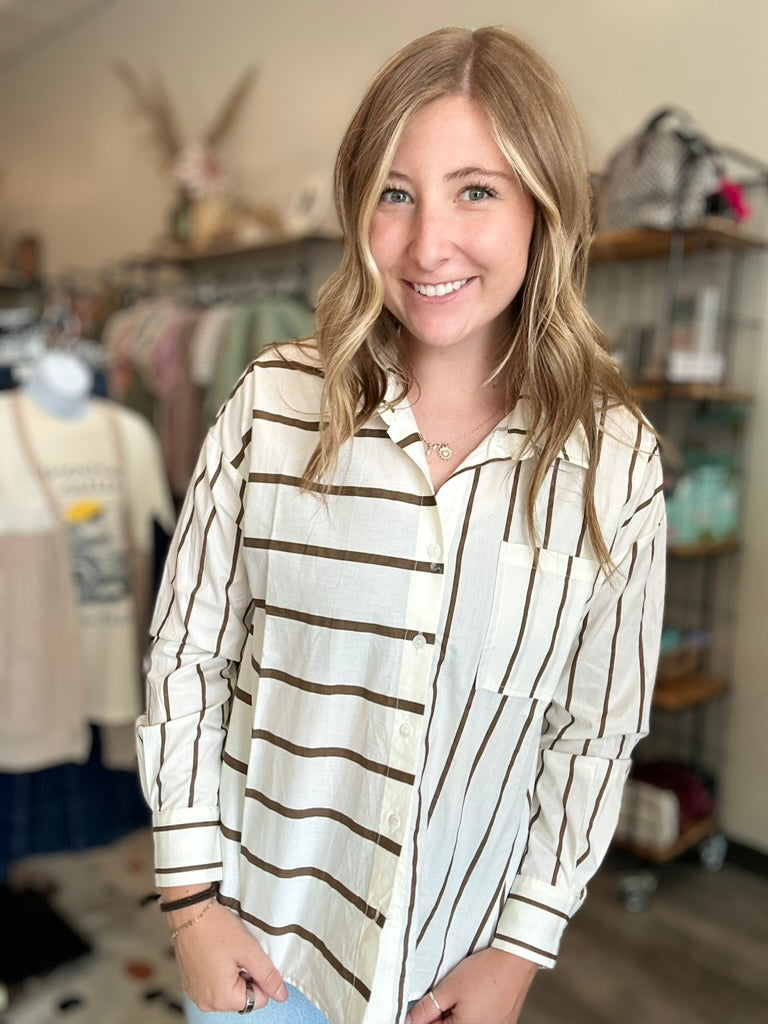 Brynn Button Down-Doe & Rae-R3vel Threads, Women's Fashion Boutique, Located in Hudsonville, Michigan