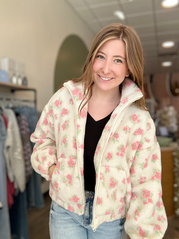 Kara Sherpa Jacket-Double Zero-R3vel Threads, Women's Fashion Boutique, Located in Hudsonville, Michigan