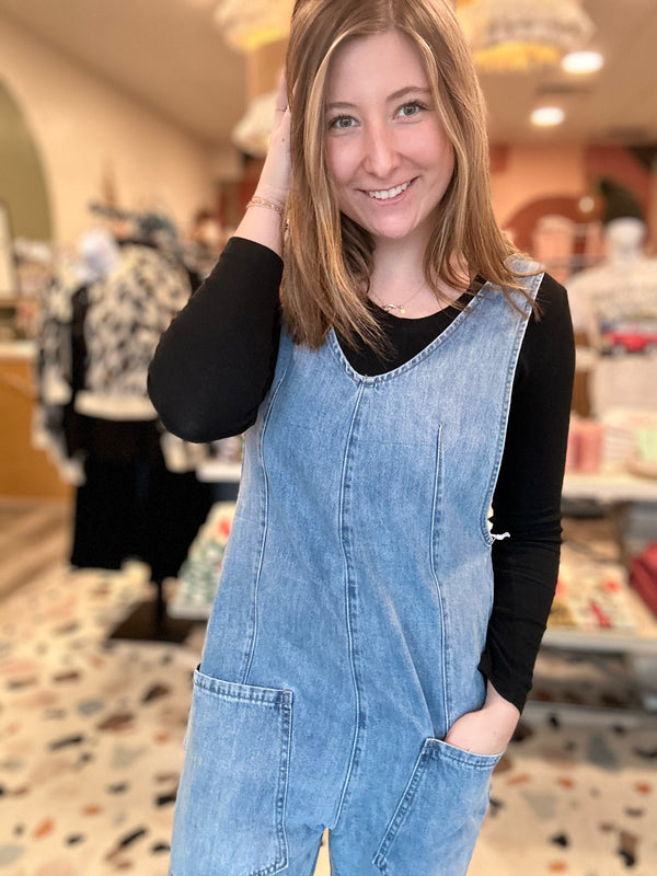 Ginger Denim Jumpsuit-Zenana-R3vel Threads, Women's Fashion Boutique, Located in Hudsonville, Michigan