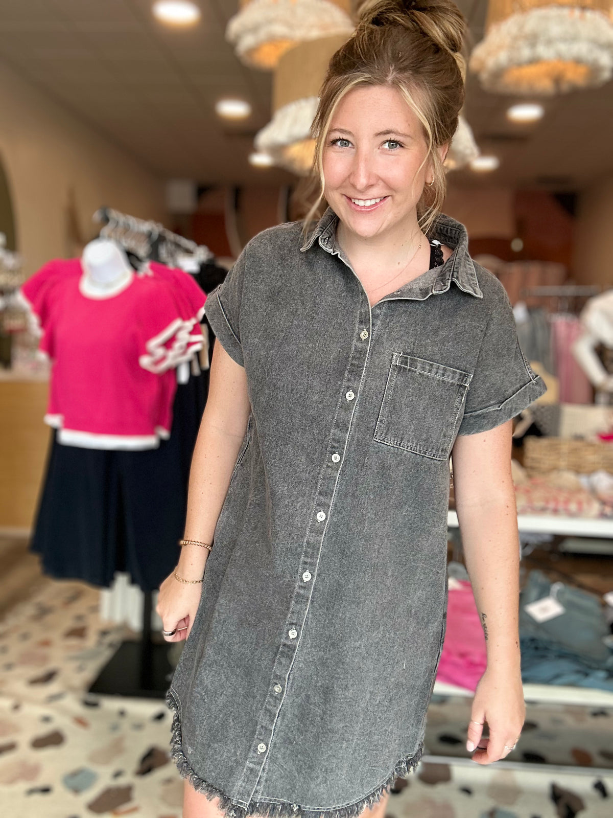 Josie Denim Dress-Bluivy-R3vel Threads, Women's Fashion Boutique, Located in Hudsonville, Michigan