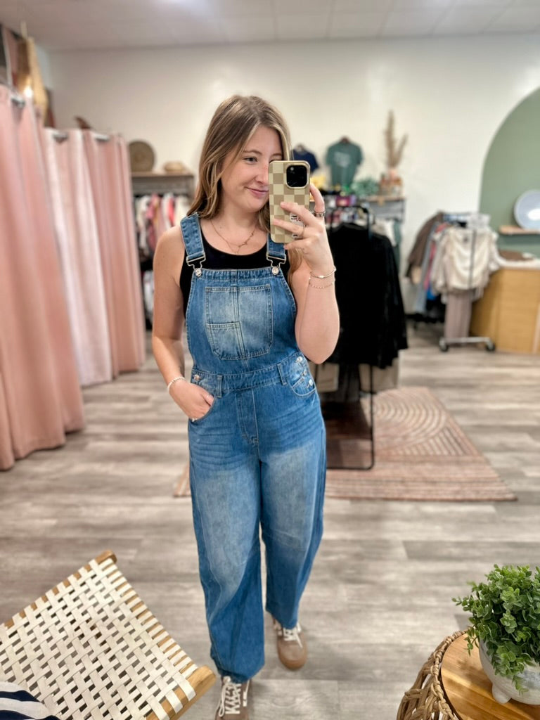 Dexton Overalls- Med Wash-Bluivy-R3vel Threads, Women's Fashion Boutique, Located in Hudsonville, Michigan