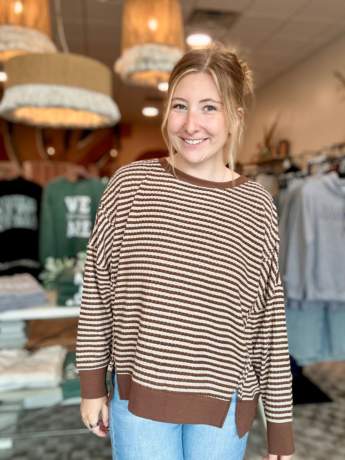 Lisa Top-Blu Pepper-R3vel Threads, Women's Fashion Boutique, Located in Hudsonville, Michigan