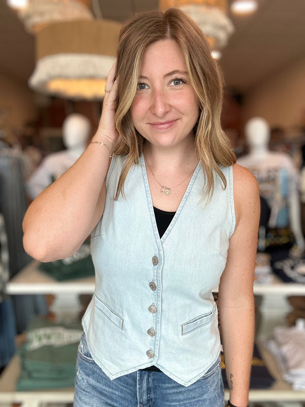 Jana Denim Vest-Zenana-R3vel Threads, Women's Fashion Boutique, Located in Hudsonville, Michigan