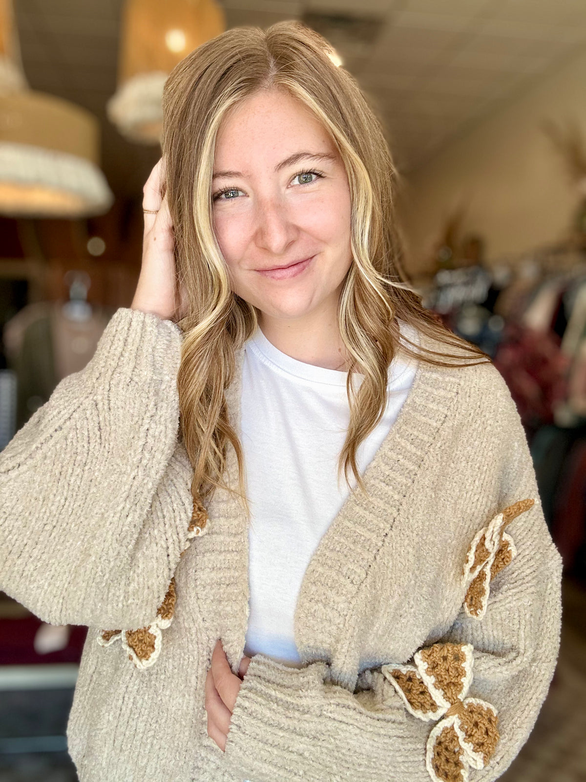 Lola Bow Sweater-Doe & Rae-R3vel Threads, Women's Fashion Boutique, Located in Hudsonville, Michigan