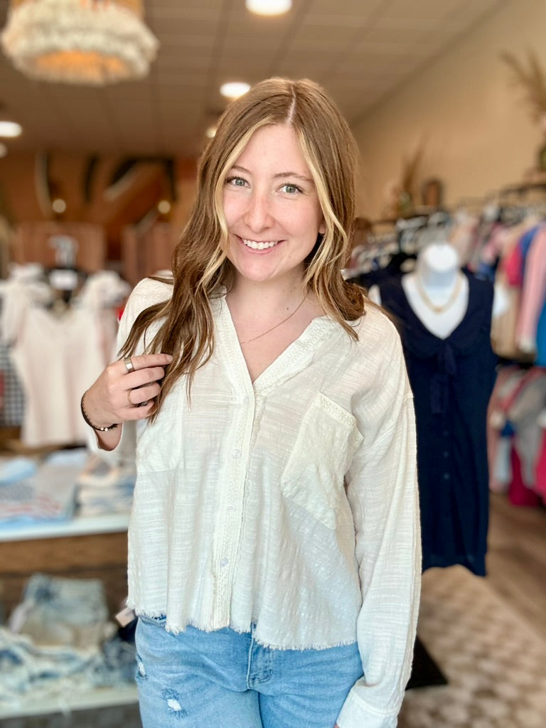 Justine Button Up-mustard seed-R3vel Threads, Women's Fashion Boutique, Located in Hudsonville, Michigan