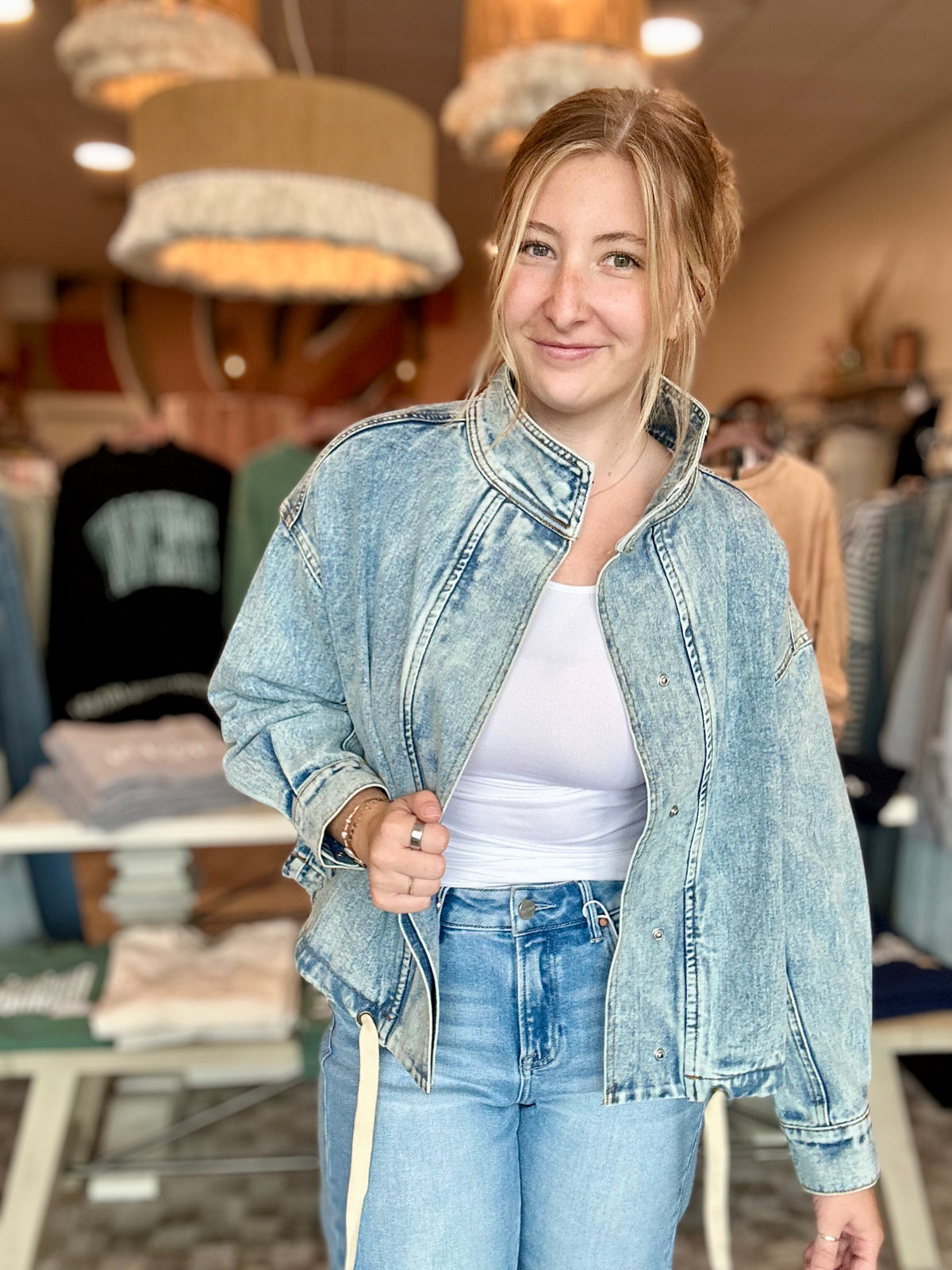 Harlowe Denim Jacket-Bluivy-R3vel Threads, Women's Fashion Boutique, Located in Hudsonville, Michigan
