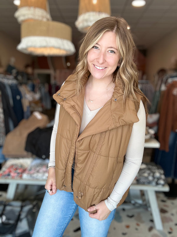 Drew Puffer Vest-Blu Pepper-R3vel Threads, Women's Fashion Boutique, Located in Hudsonville, Michigan