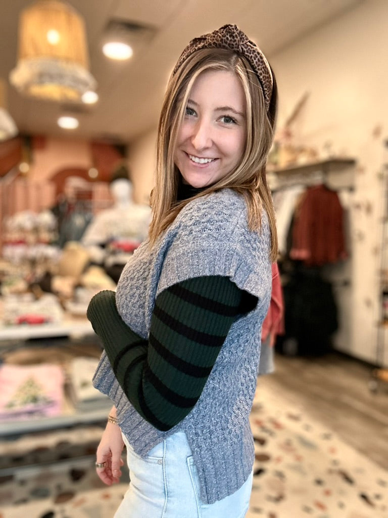 Kiera Sweater Vest-Blu Pepper-R3vel Threads, Women's Fashion Boutique, Located in Hudsonville, Michigan