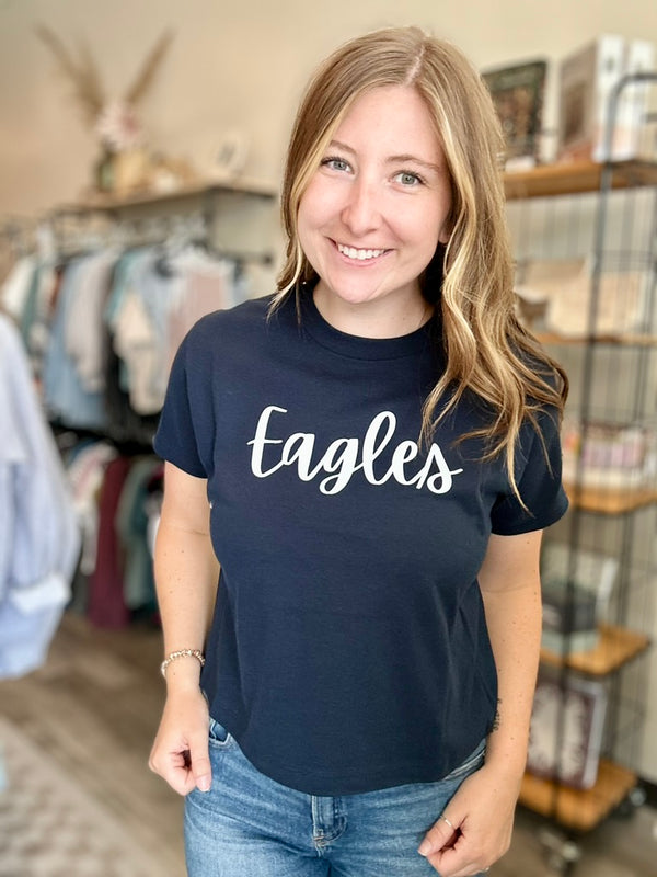 Eagles Cursive Cropped-r3velthreads-R3vel Threads, Women's Fashion Boutique, Located in Hudsonville, Michigan