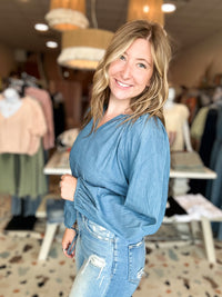 Darla Denim Top-Kori-R3vel Threads, Women's Fashion Boutique, Located in Hudsonville, Michigan