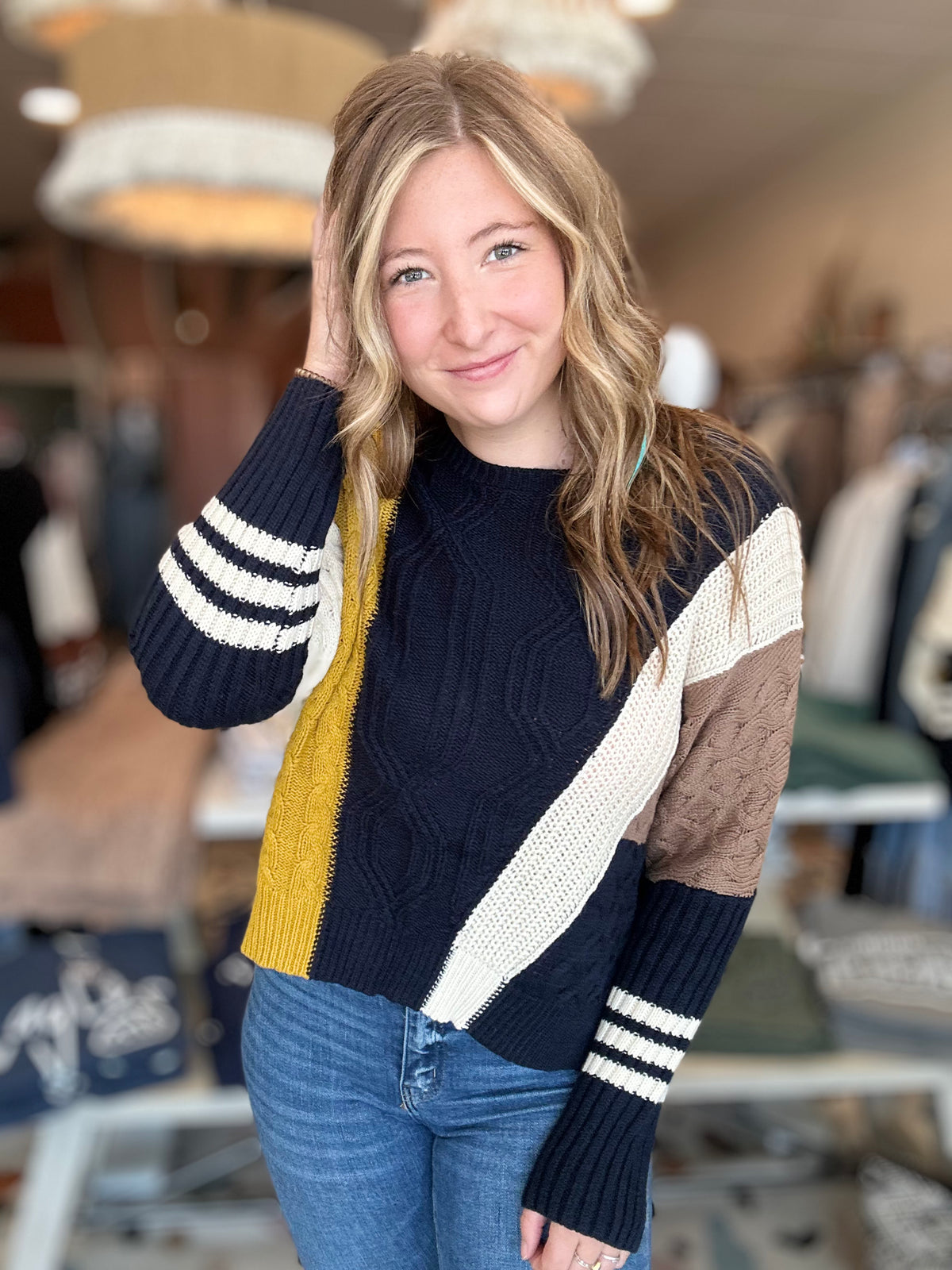 Harrison Sweater-Blu Pepper-R3vel Threads, Women's Fashion Boutique, Located in Hudsonville, Michigan