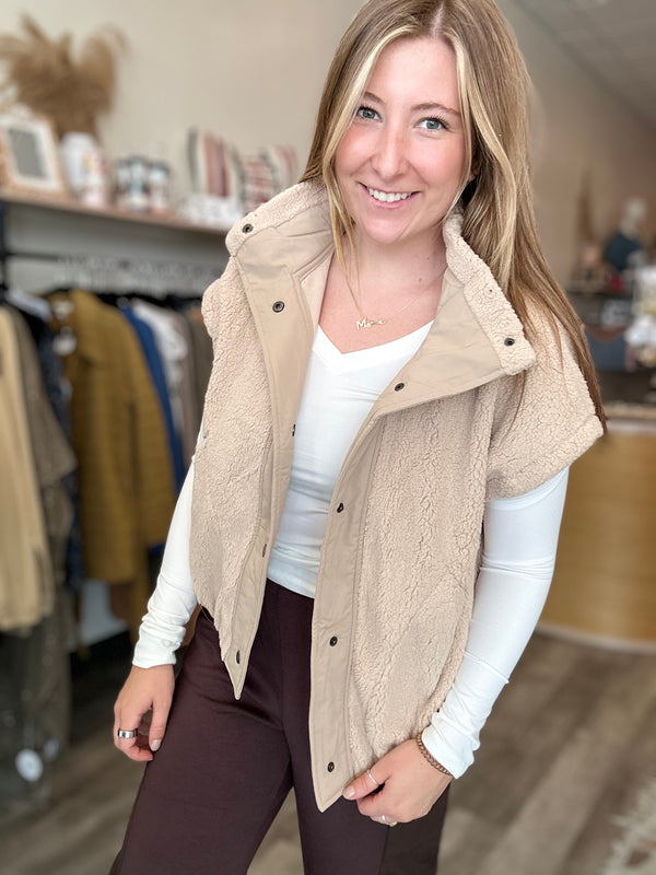 Mila Sherpa Vest-Rae Mode-R3vel Threads, Women's Fashion Boutique, Located in Hudsonville, Michigan