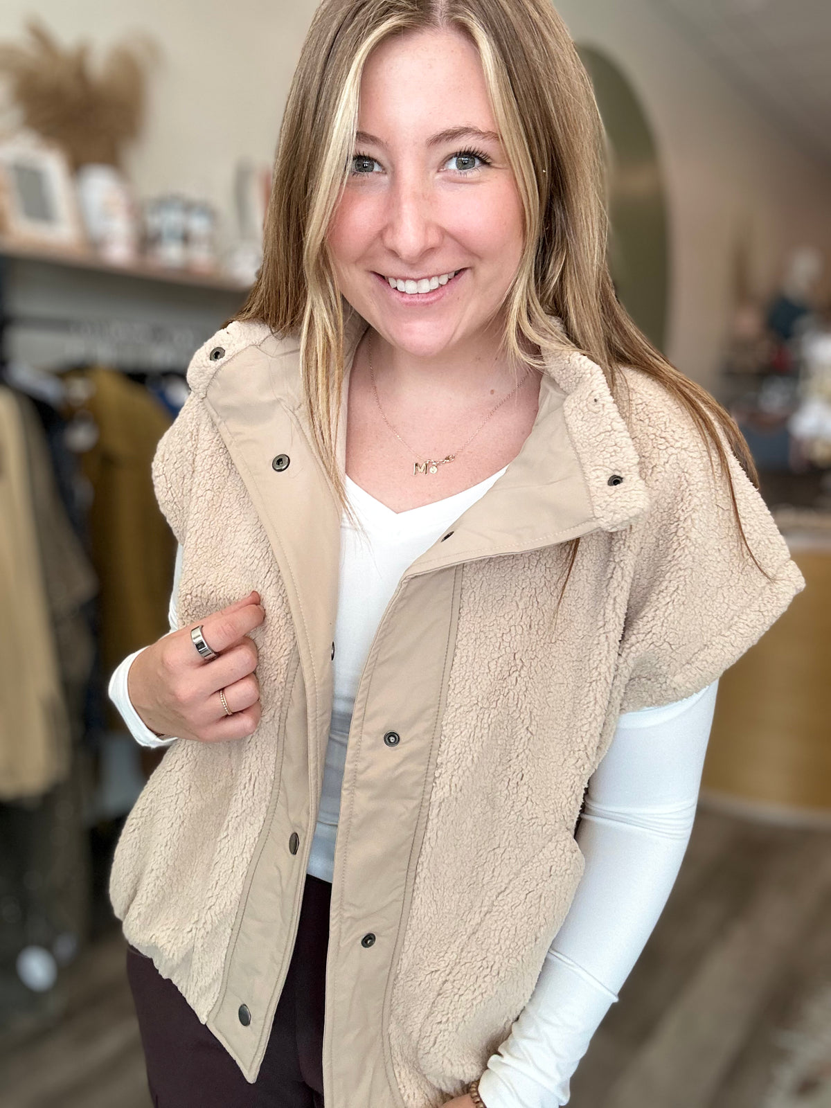 Mila Sherpa Vest-Rae Mode-R3vel Threads, Women's Fashion Boutique, Located in Hudsonville, Michigan