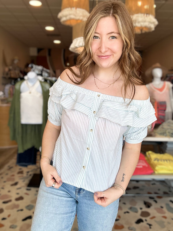 Olivia Top-Cotton Bleu-R3vel Threads, Women's Fashion Boutique, Located in Hudsonville, Michigan