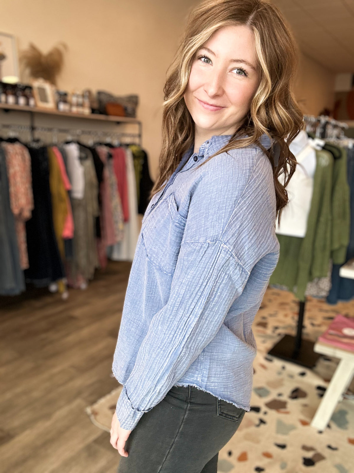 Miranda Top-Blu Pepper-R3vel Threads, Women's Fashion Boutique, Located in Hudsonville, Michigan