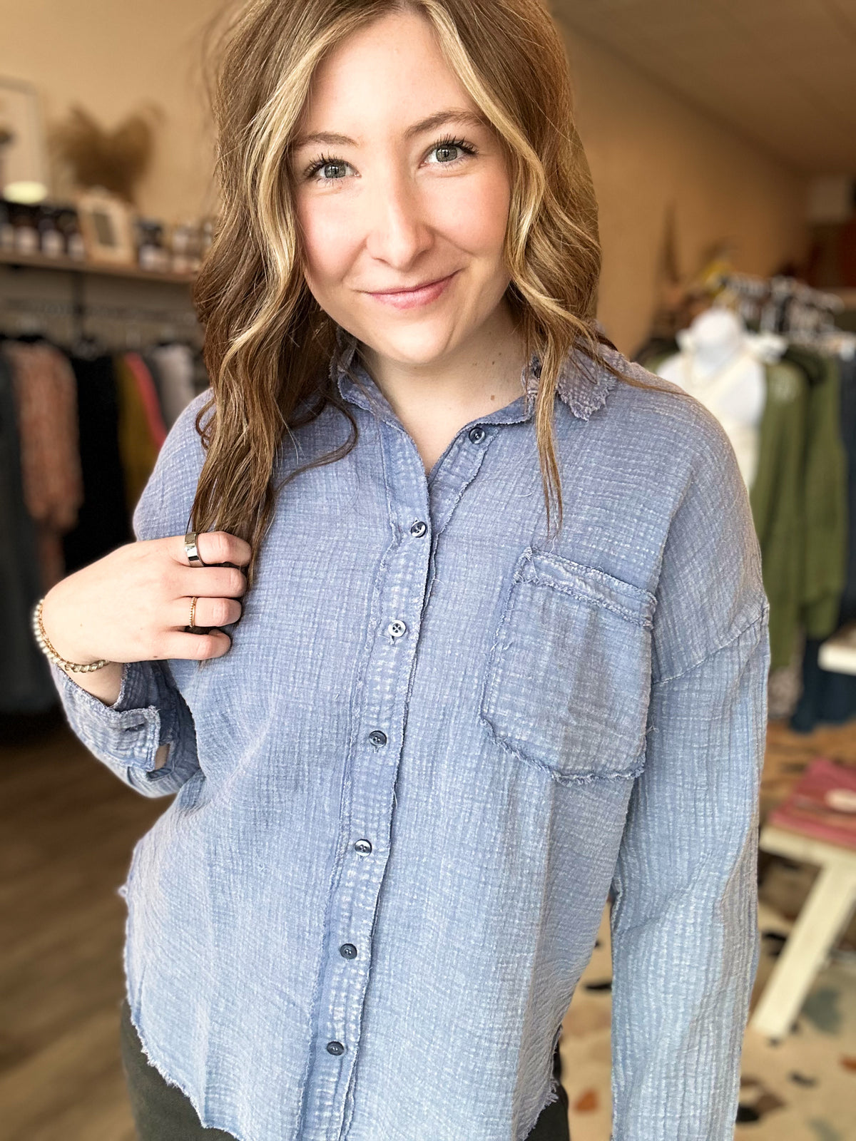 Miranda Top-Blu Pepper-R3vel Threads, Women's Fashion Boutique, Located in Hudsonville, Michigan