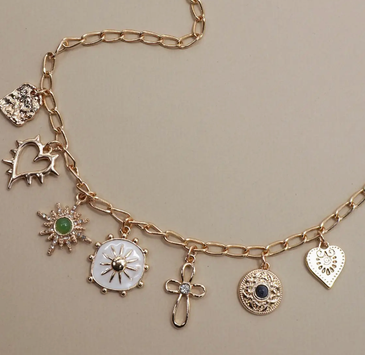 Sunburst Cross Charm Necklace-r3velthreads-R3vel Threads, Women's Fashion Boutique, Located in Hudsonville, Michigan