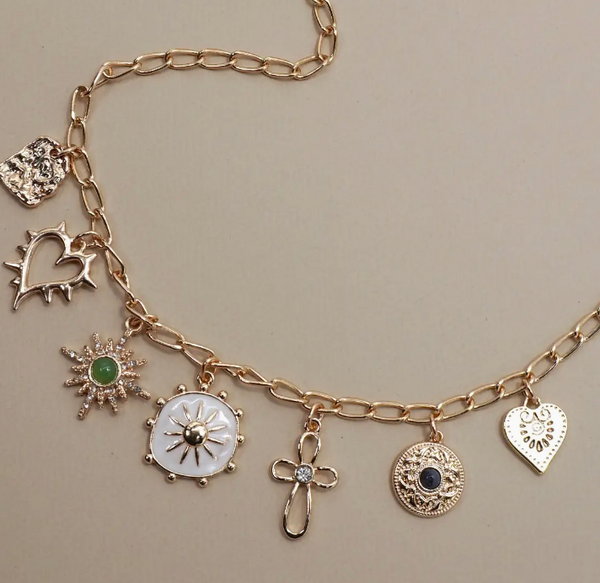 Sunburst Cross Charm Necklace-r3velthreads-R3vel Threads, Women's Fashion Boutique, Located in Hudsonville, Michigan