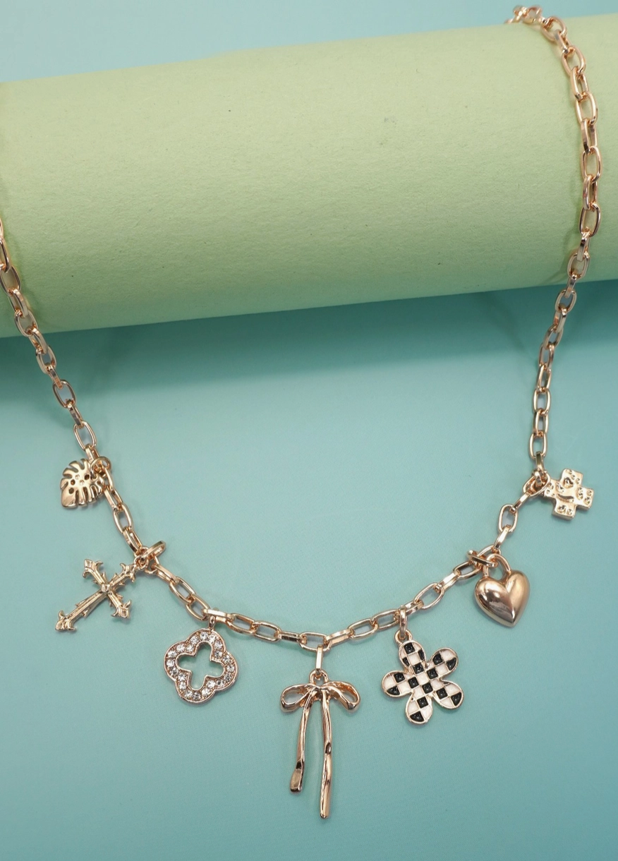 Clover Bow Charm Necklace-r3velthreads-R3vel Threads, Women's Fashion Boutique, Located in Hudsonville, Michigan