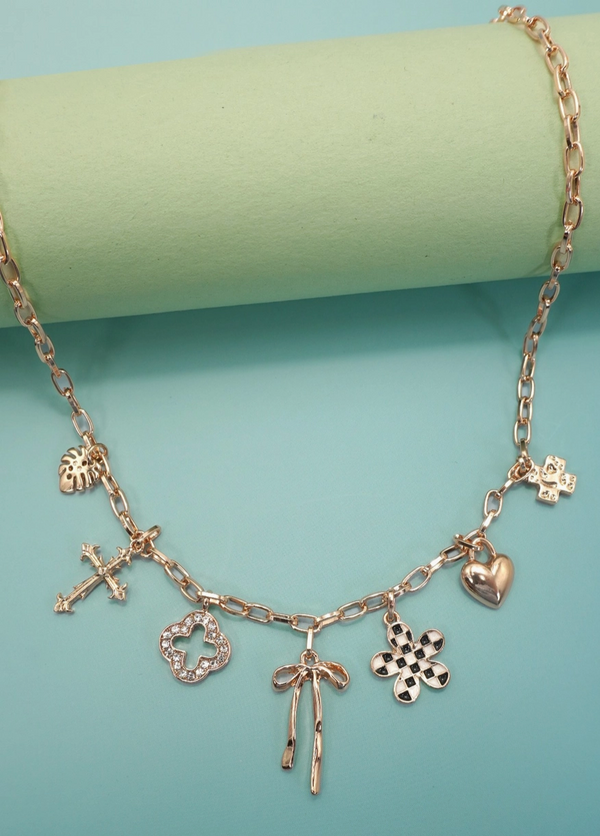 Clover Bow Charm Necklace-r3velthreads-R3vel Threads, Women's Fashion Boutique, Located in Hudsonville, Michigan