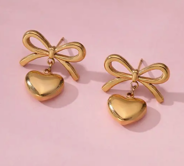Bow Heart Earrings-r3velthreads-R3vel Threads, Women's Fashion Boutique, Located in Hudsonville, Michigan