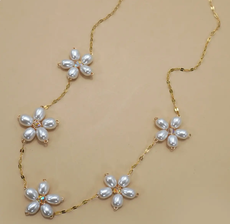 Floral Pearl Necklace-r3velthreads-R3vel Threads, Women's Fashion Boutique, Located in Hudsonville, Michigan