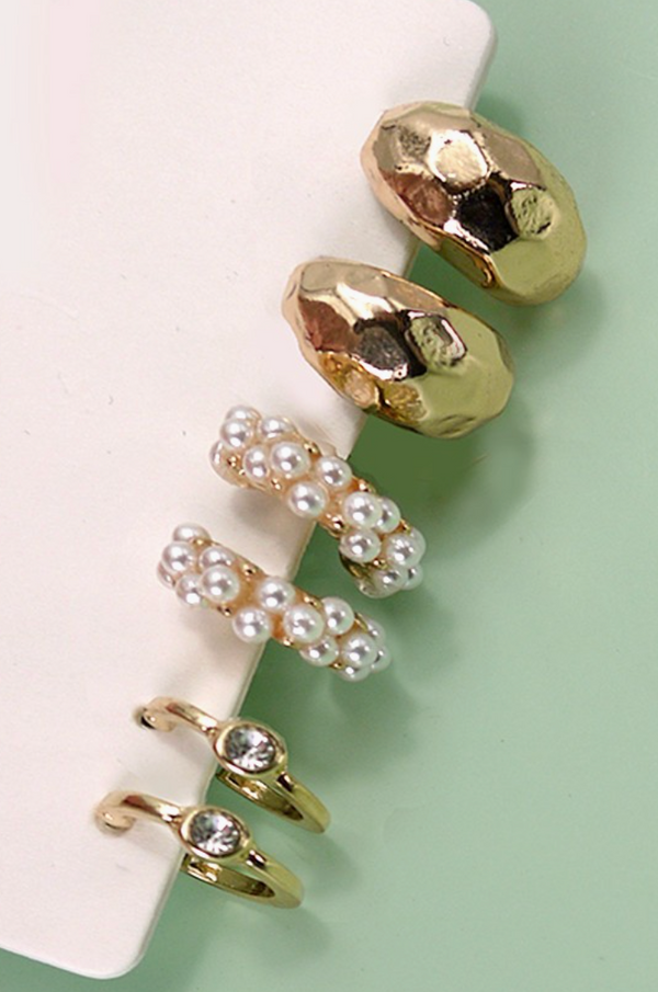 Diamond huggie hoop trio-r3velthreads-R3vel Threads, Women's Fashion Boutique, Located in Hudsonville, Michigan