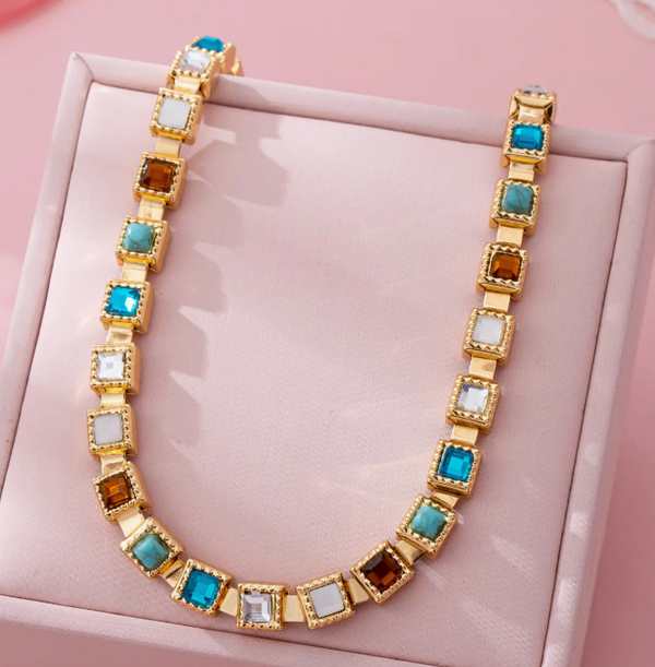 Square Gem Necklace-r3velthreads-R3vel Threads, Women's Fashion Boutique, Located in Hudsonville, Michigan