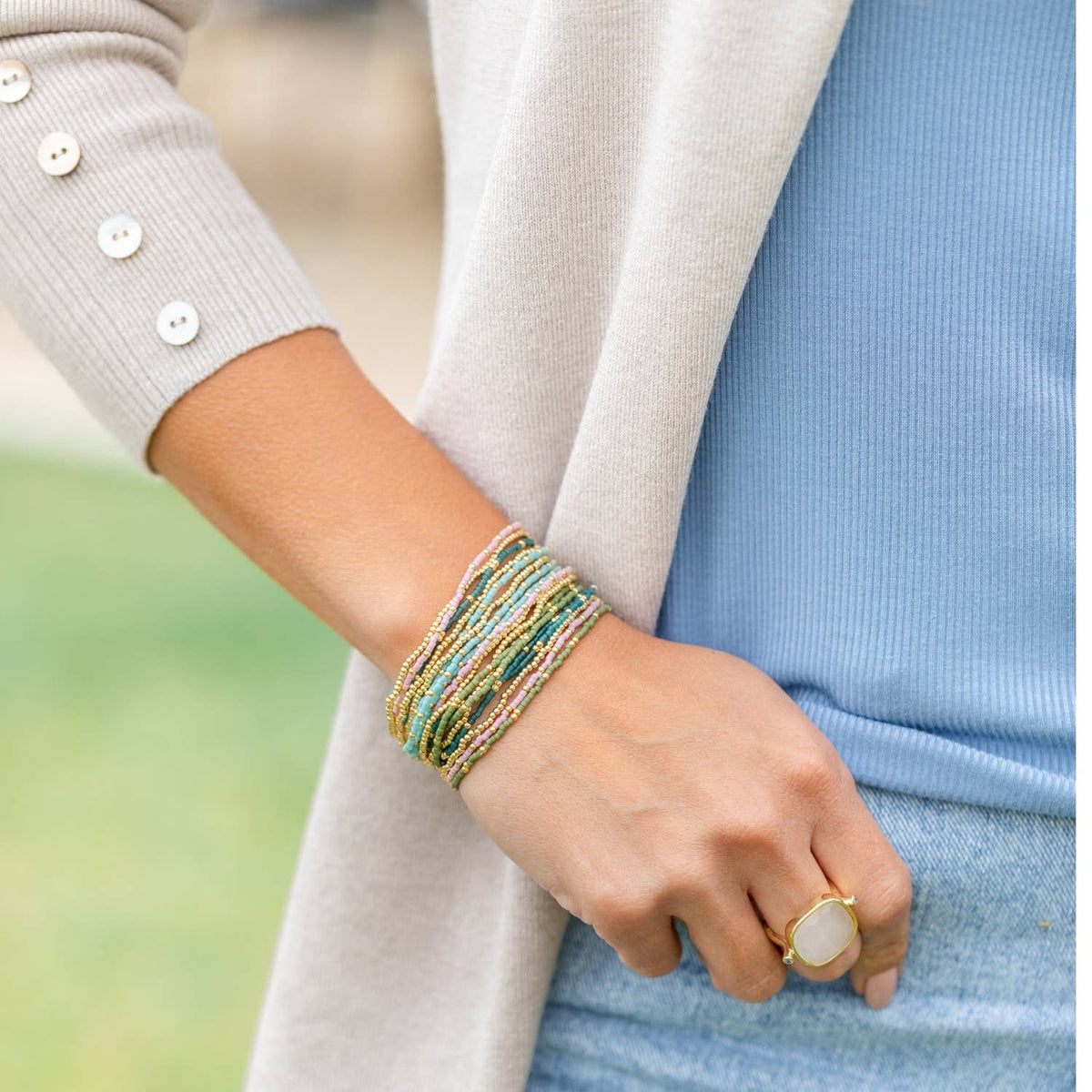 2mm Stretch Bead Bracelet-Splendid Iris-R3vel Threads, Women's Fashion Boutique, Located in Hudsonville, Michigan